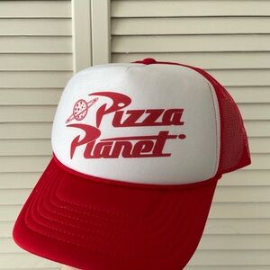 Red and White Pizza Planet Trucker Hat